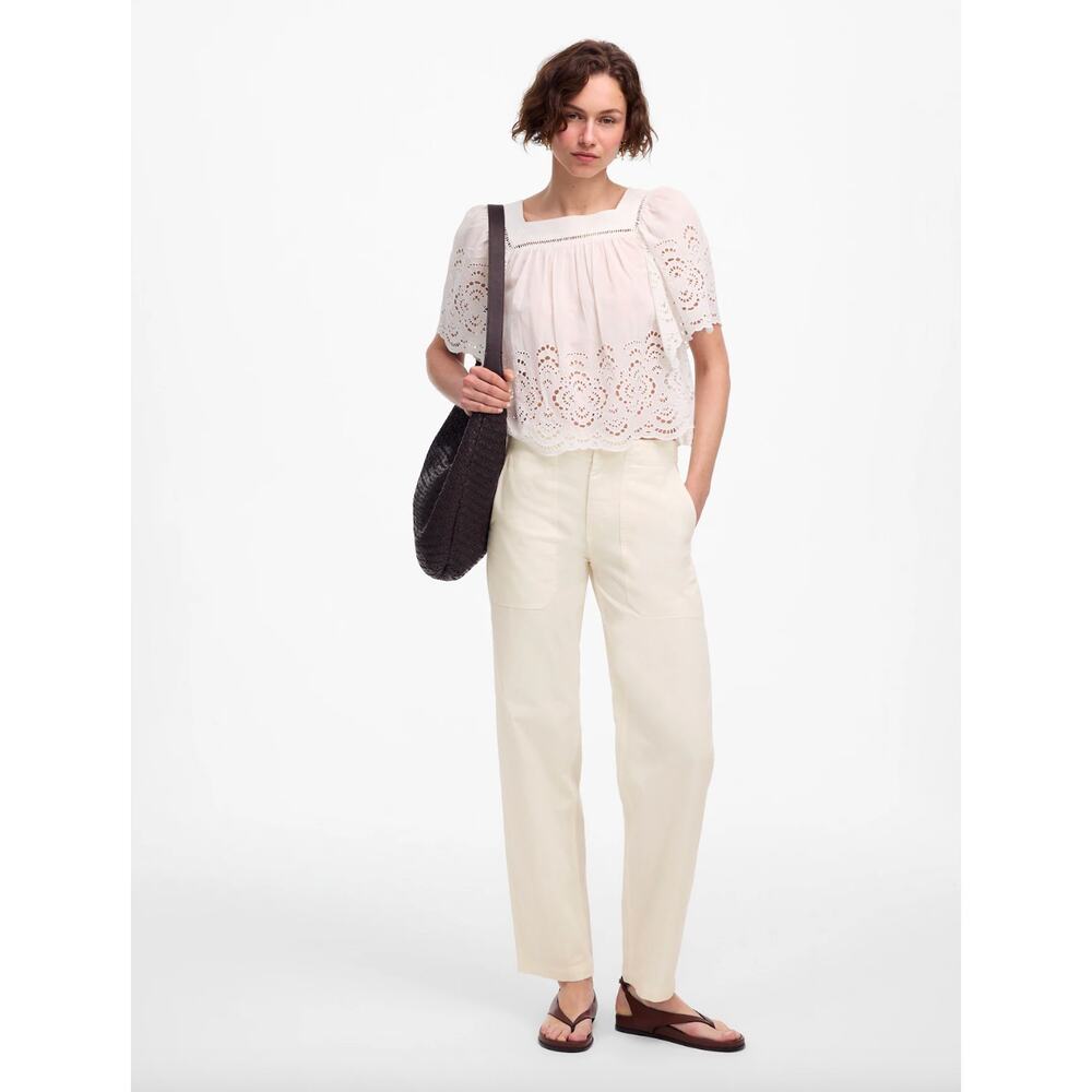 Madewell Tapered Leg Utility Pants Lighthouse Cream Cotton Relaxed US 29 NWT